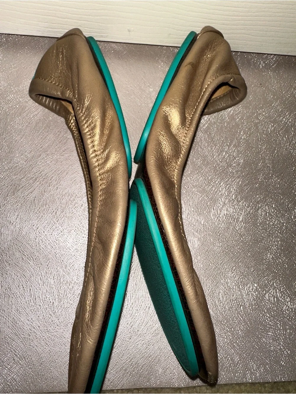 Tieks Metallic tan Gold Folding Ballet Flats 11 balletcore office